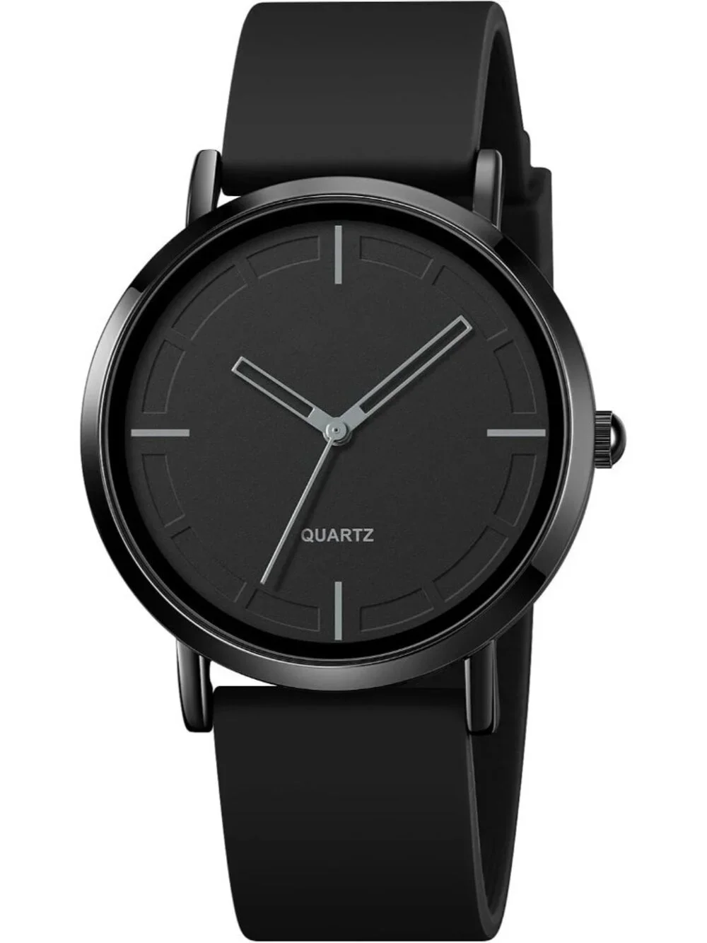 Unisex Black Lightweight Simple Luxury Quartz Silicone Band Fashion Wrist Watch